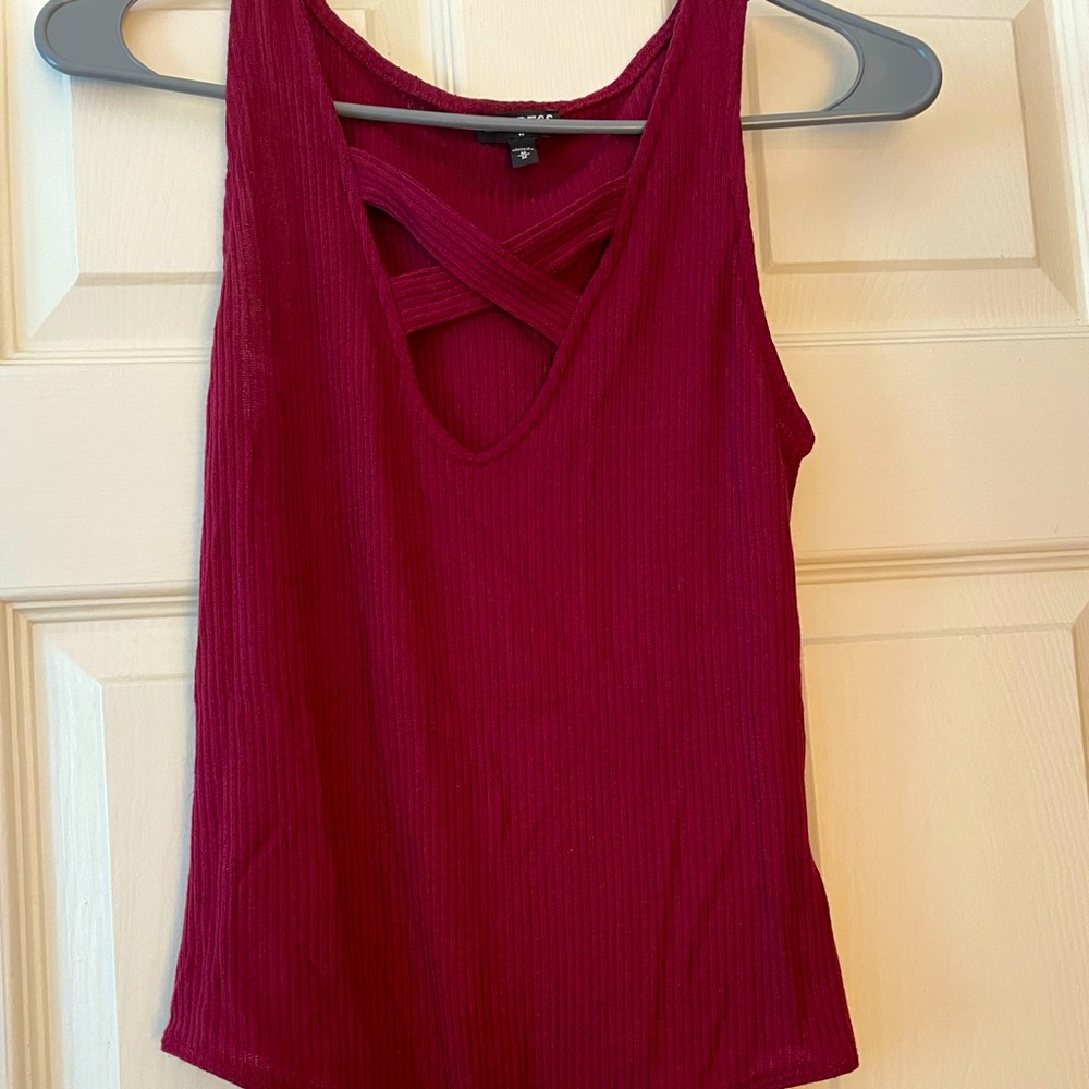 Express Women’s Dark Red sleeveless body suit.